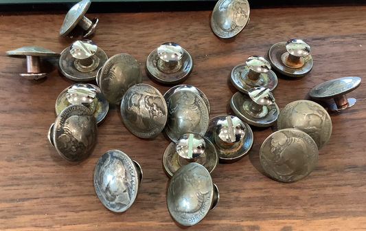 Buffalo Nickel conchos with Chicago screw attachment