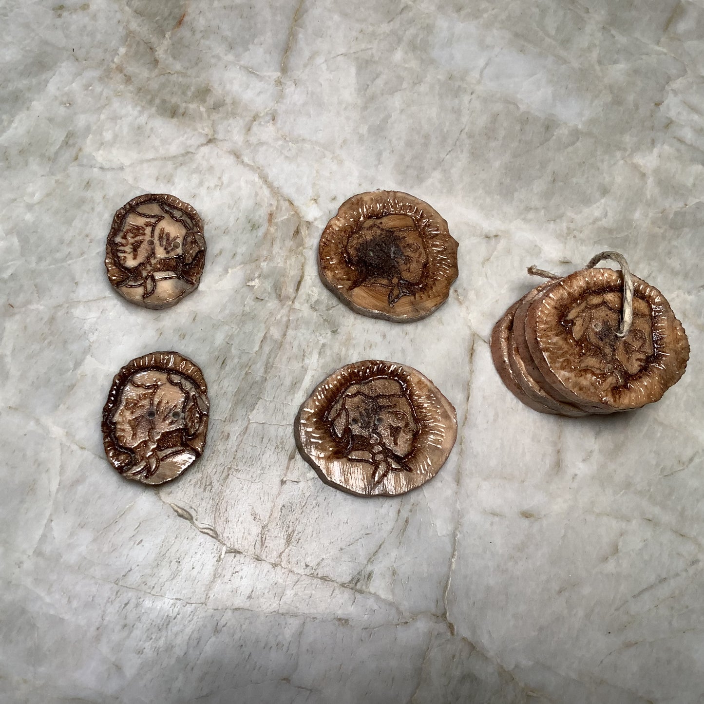Artist signed - Handmade Horn and Bone Buttons