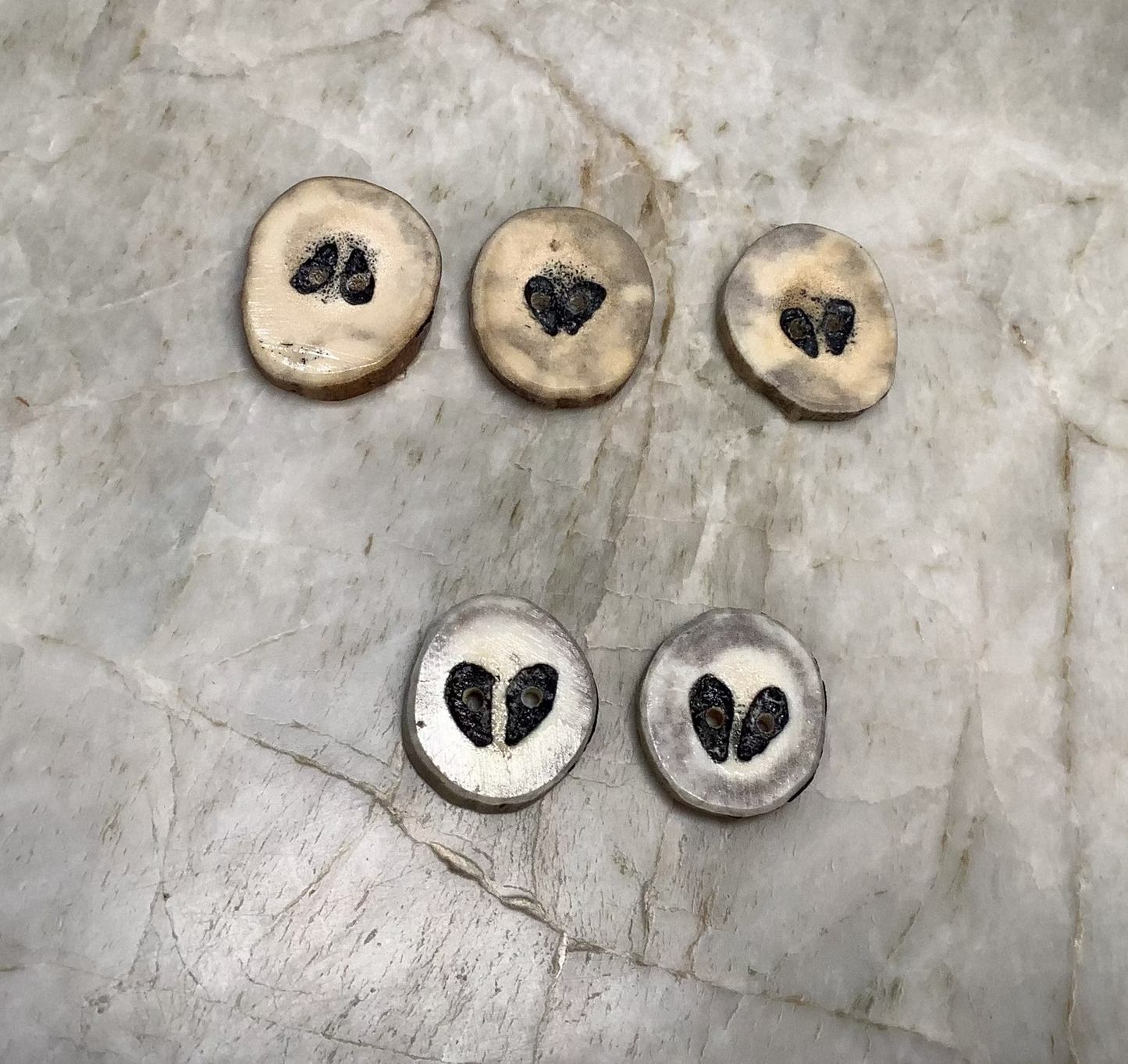 Artist signed - Handmade Horn and Bone Buttons