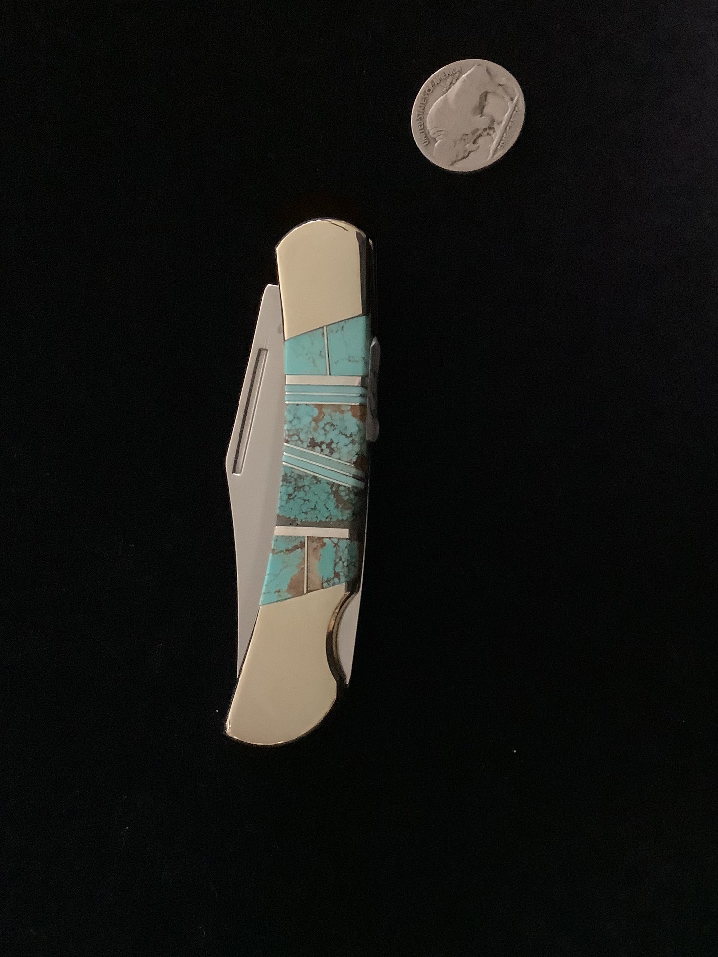 Classic folding knifes with Hand Made Turquoise scales.