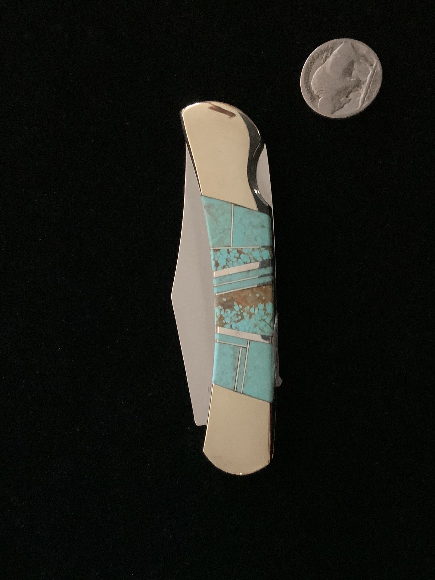 Classic folding knifes with Hand Made Turquoise scales.