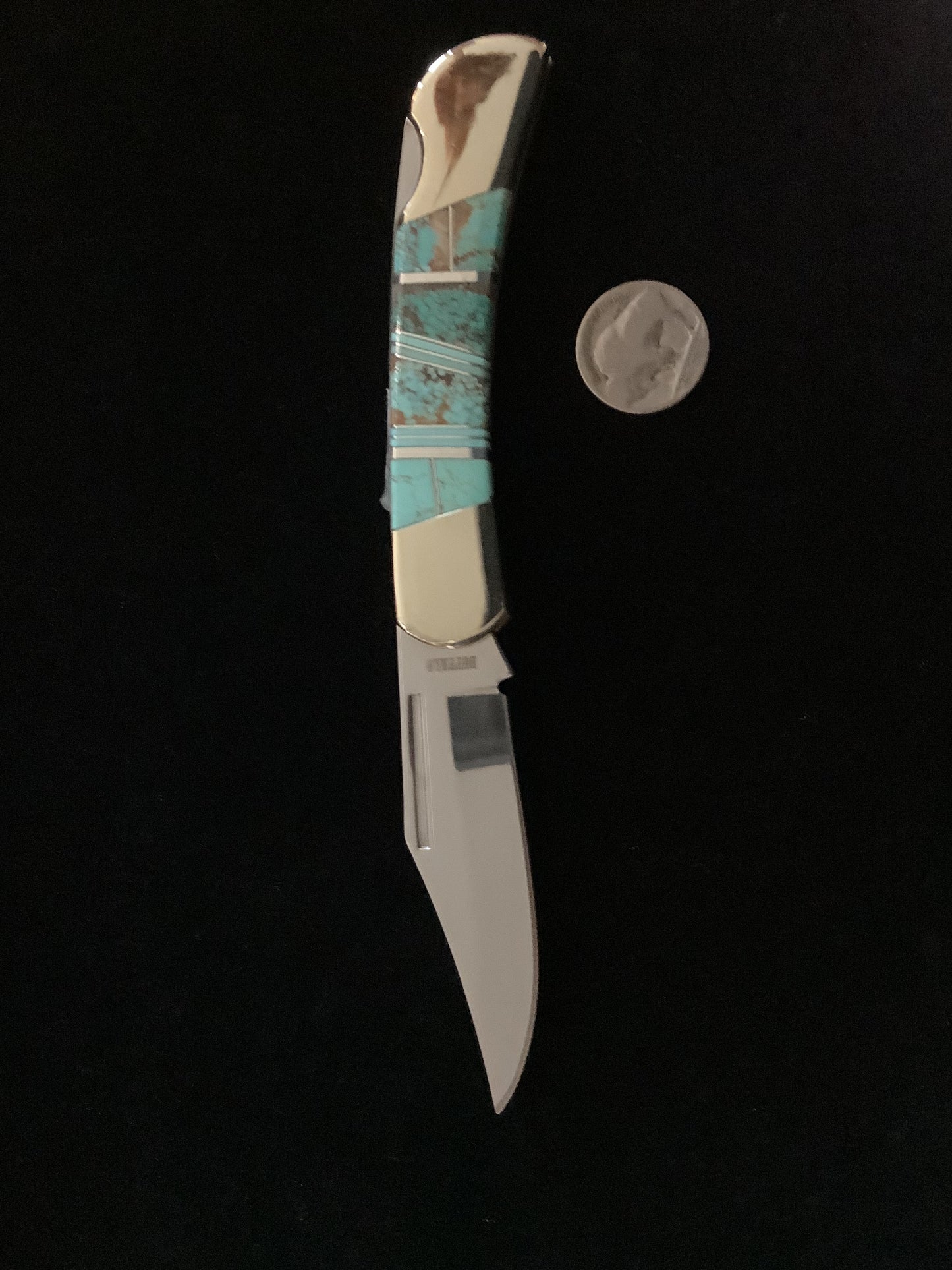 Classic folding knifes with Hand Made Turquoise scales.