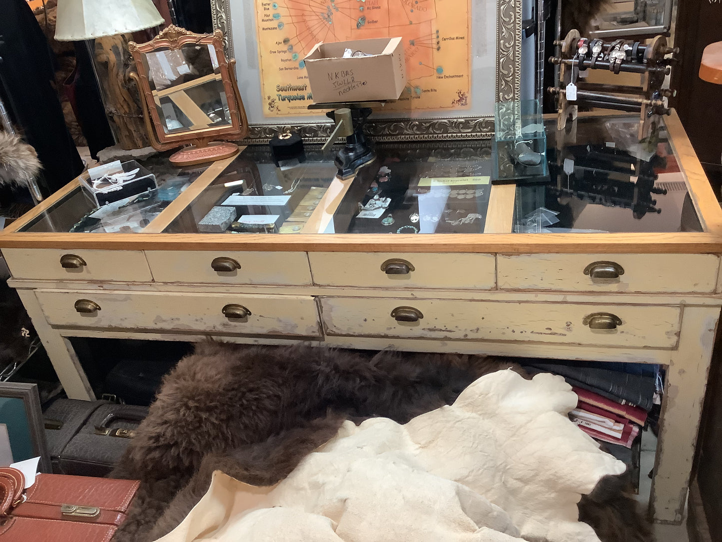 Glass Top 6 drawer display cabinet