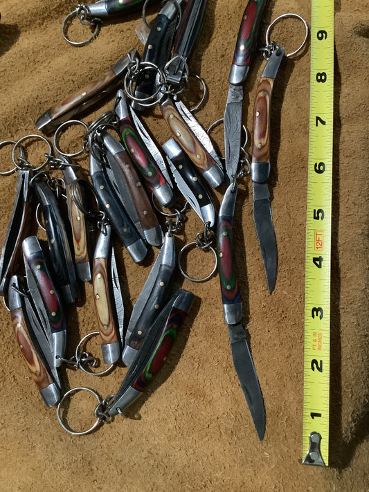 WHOLESALE LOTS #26 - True Damascus Steel - mini folding knife on keychain