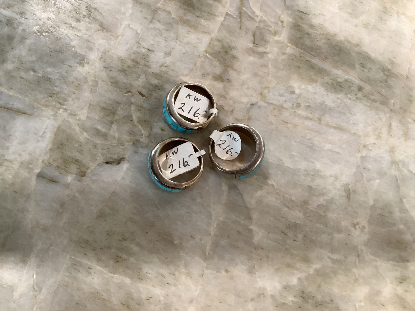 WHOLESALE LOT #55 - Ladies Inlay Turquoise Rings - 3 pieces and Native Made