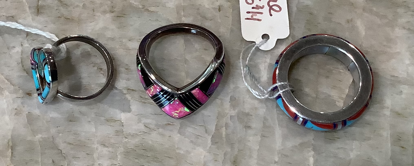 WHOLESALE LOT #58 - Ladies Inlay Rings - 3 pieces