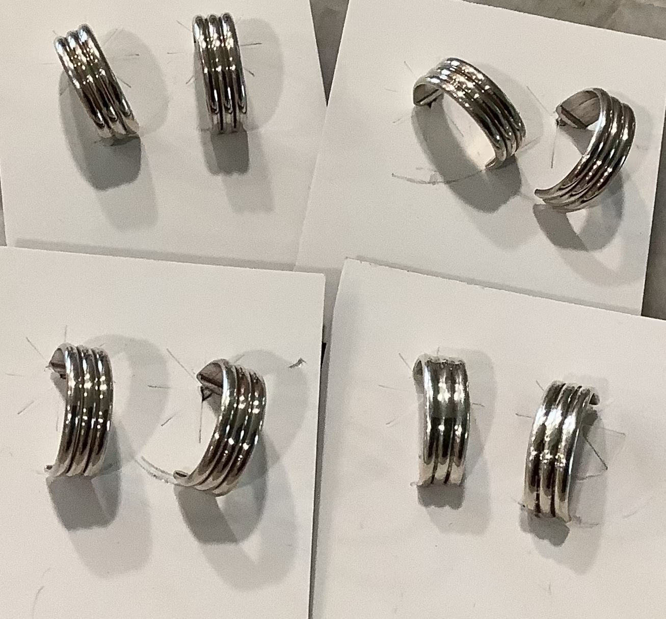 WHOLESALE LOT #55 - Sterling Silver small tube hoop earrings - 4 sets per Lot