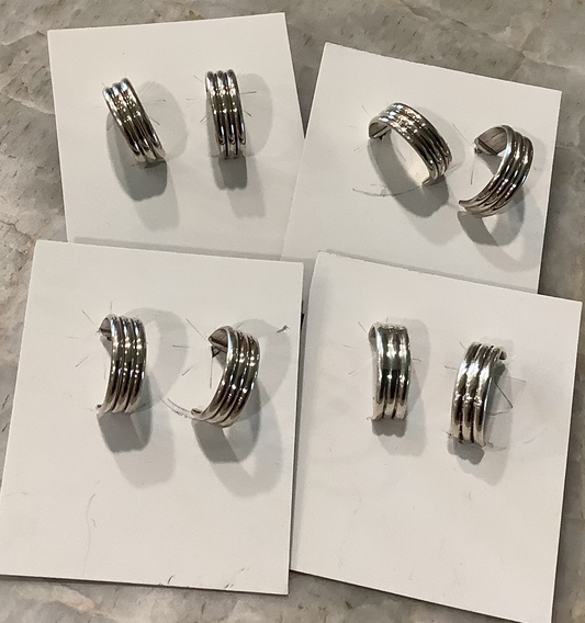 WHOLESALE LOT #55 - Sterling Silver small tube hoop earrings - 4 sets per Lot