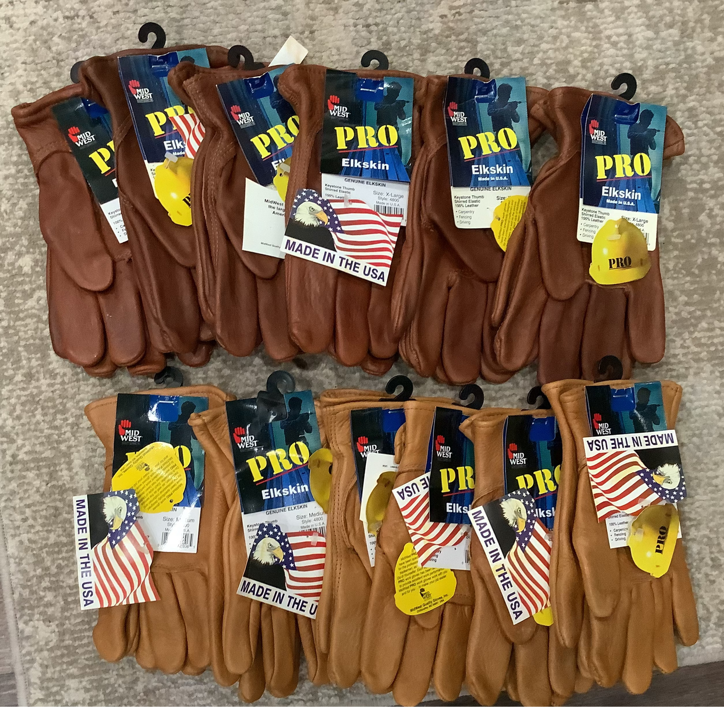 WHOLESALE LOT #71 - 6 Pair of Heavy Elkskin Gloves from Midwest Glove