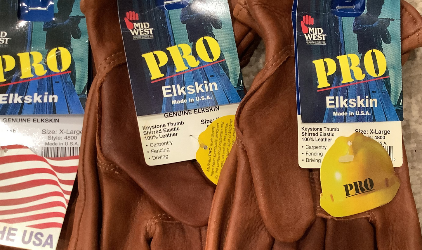 WHOLESALE LOT #71 - 6 Pair of Heavy Elkskin Gloves from Midwest Glove