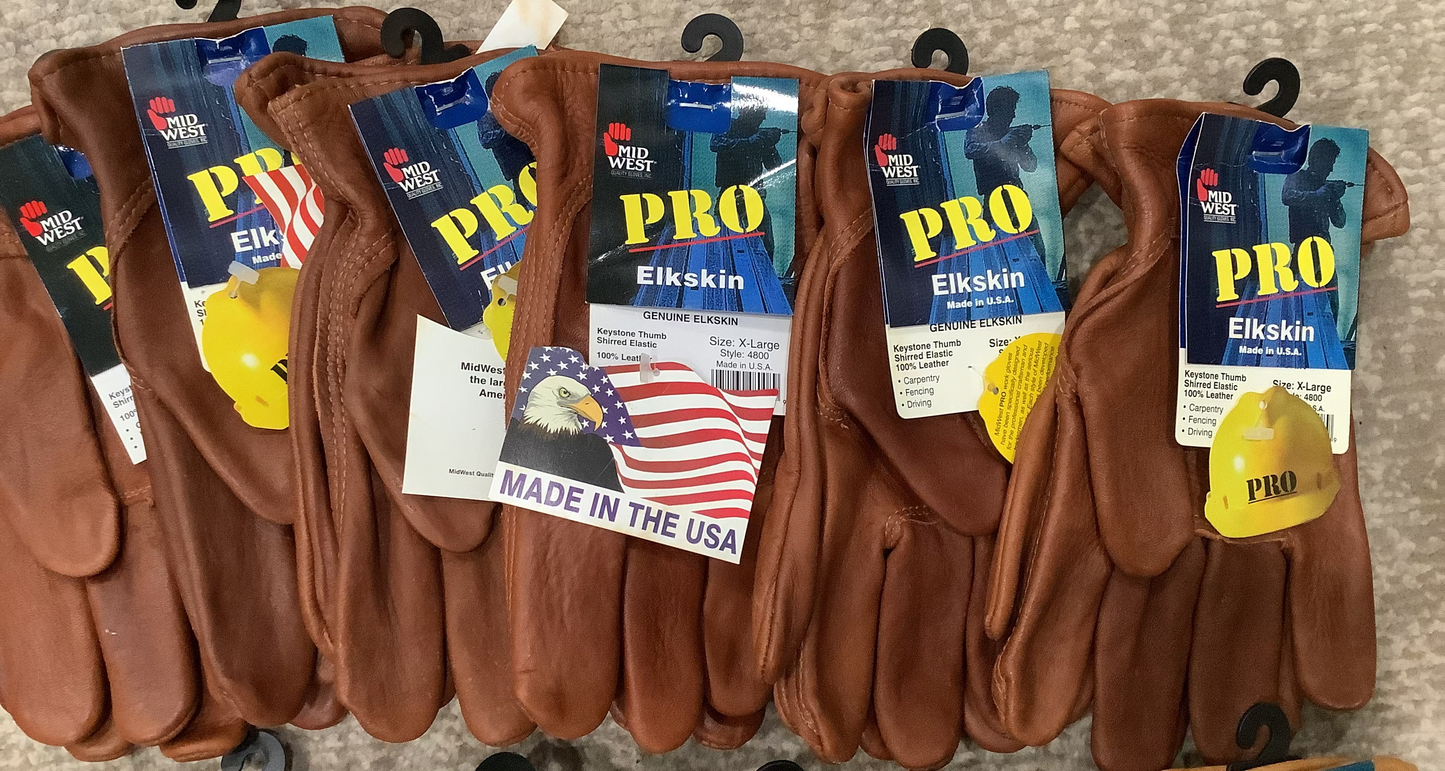 WHOLESALE LOT #71 - 6 Pair of Heavy Elkskin Gloves from Midwest Glove