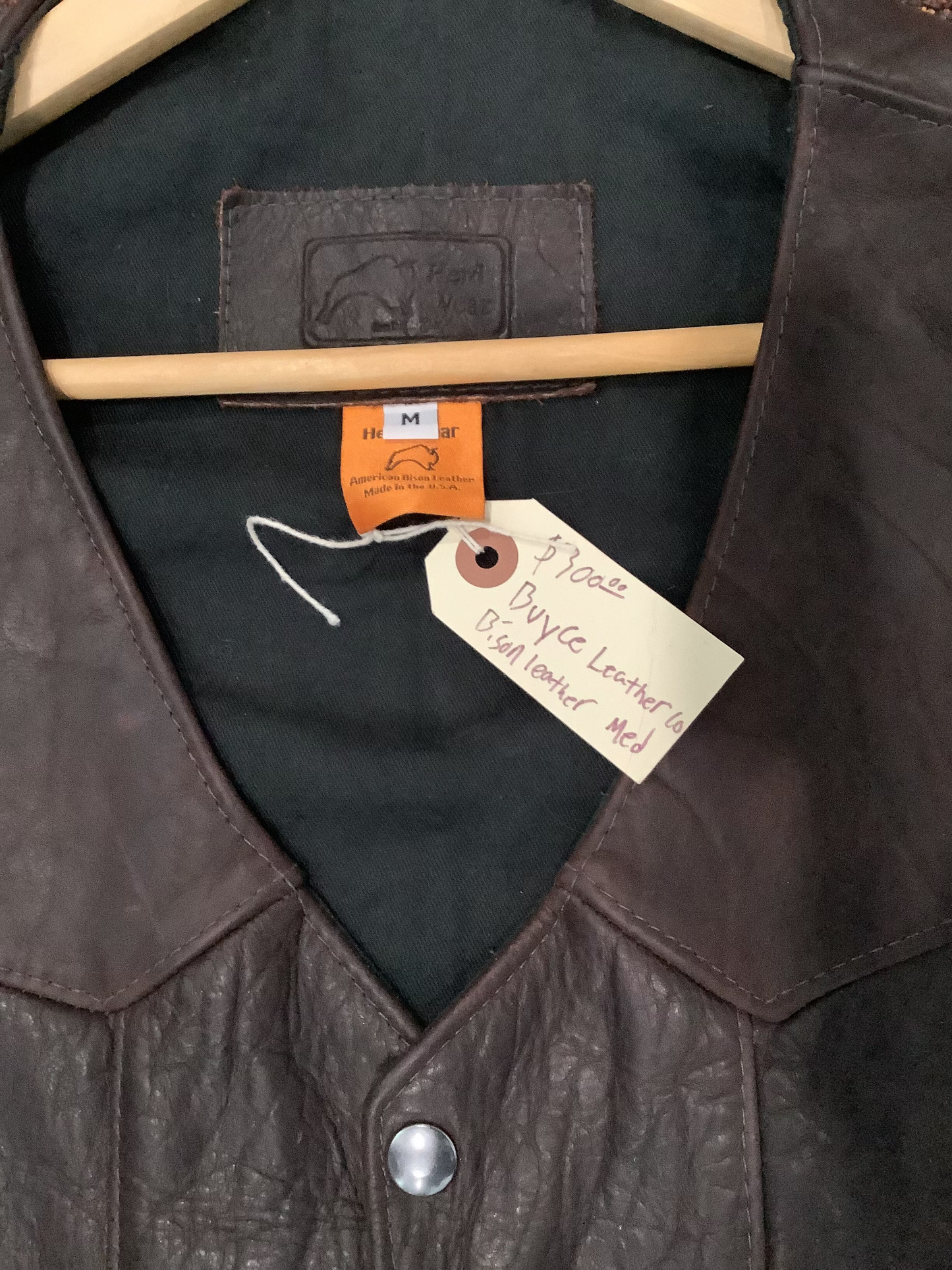 2026 BEST VEST SALE - Buyce Leather - 5-6 oz Pressed Bison Leather Vest