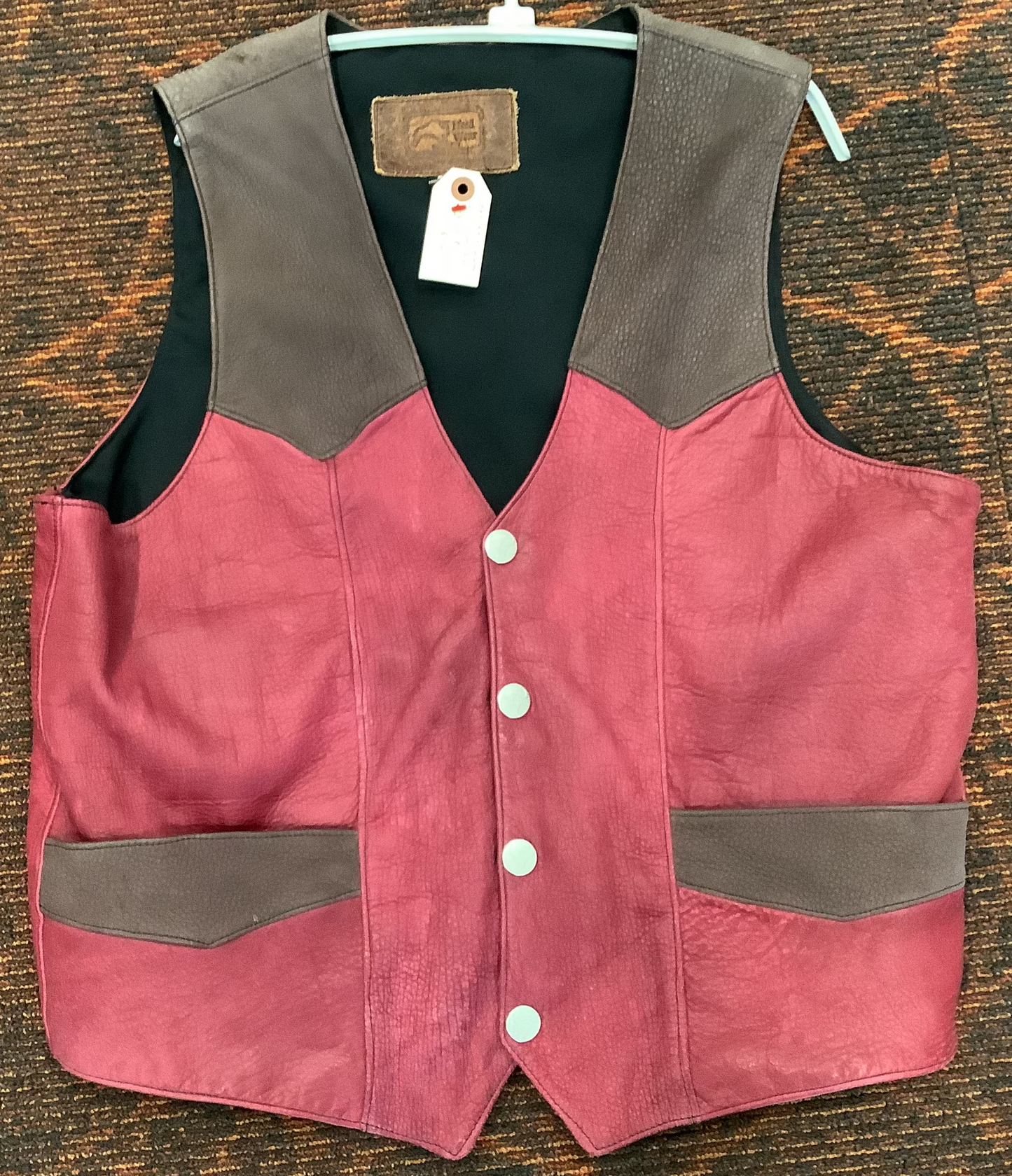 2026 BEST VEST SALE  -A very manly "DARK MAGENTA" AND WASHED CHOCOLATE BISON LEATHER VEST
