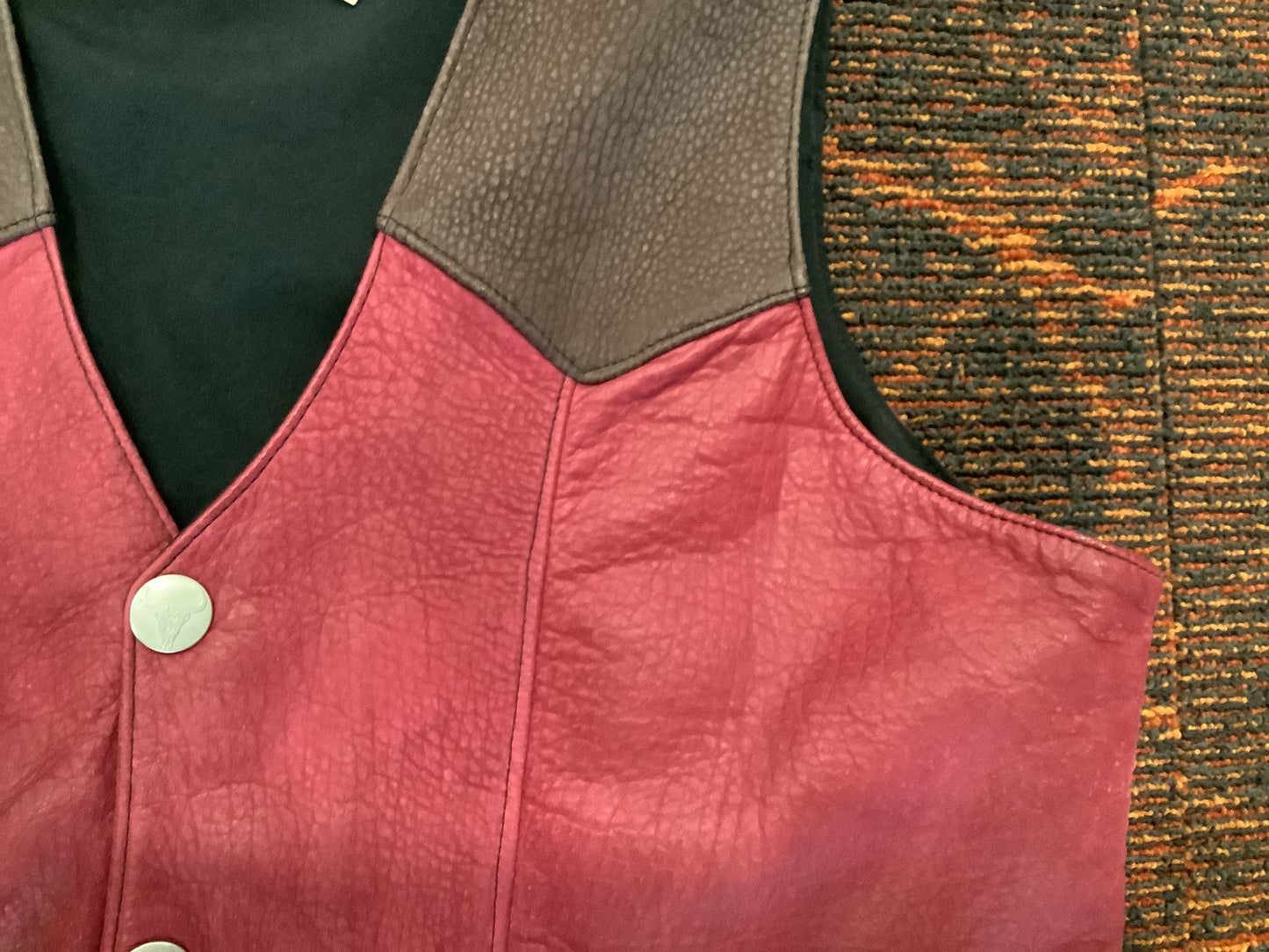 2026 BEST VEST SALE  -A very manly "DARK MAGENTA" AND WASHED CHOCOLATE BISON LEATHER VEST