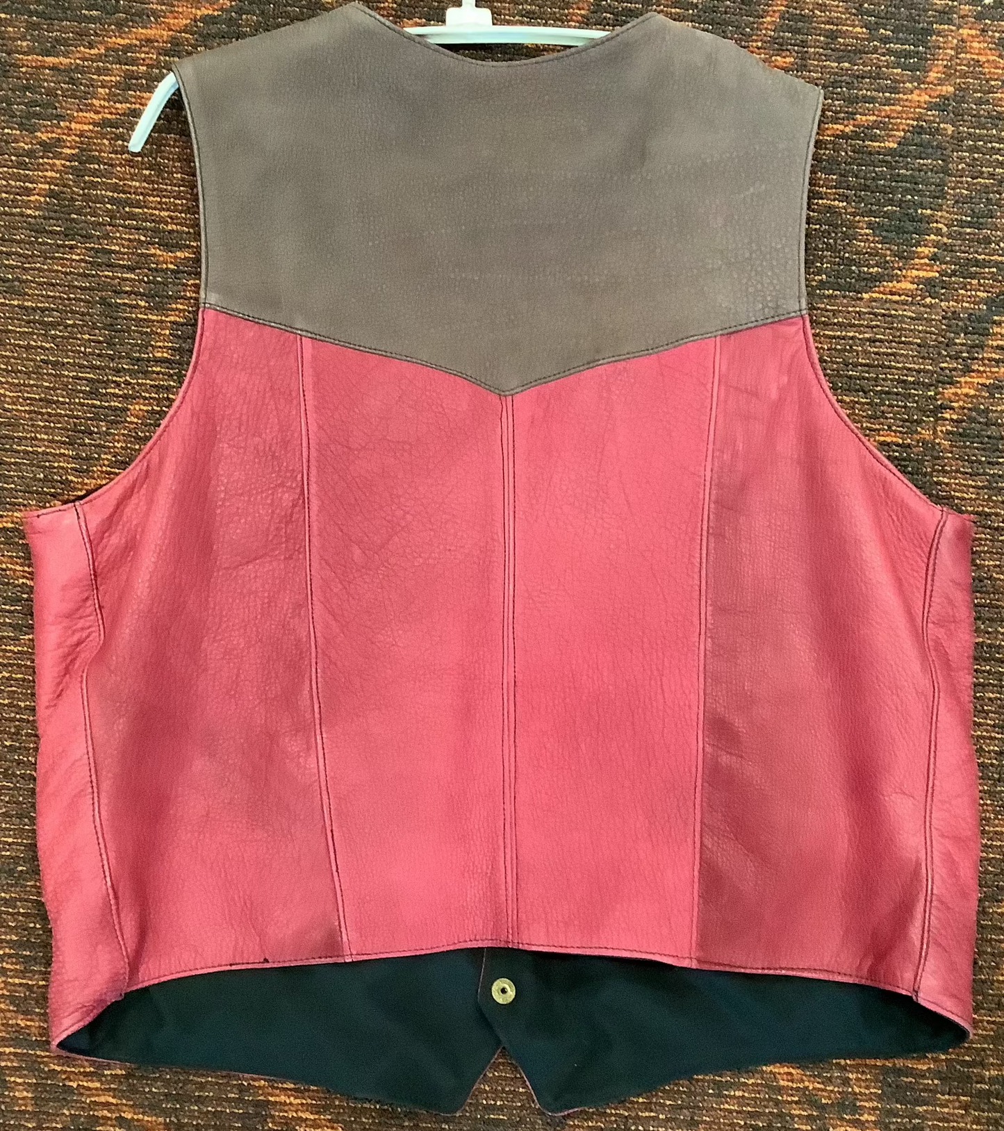 2026 BEST VEST SALE  -A very manly "DARK MAGENTA" AND WASHED CHOCOLATE BISON LEATHER VEST