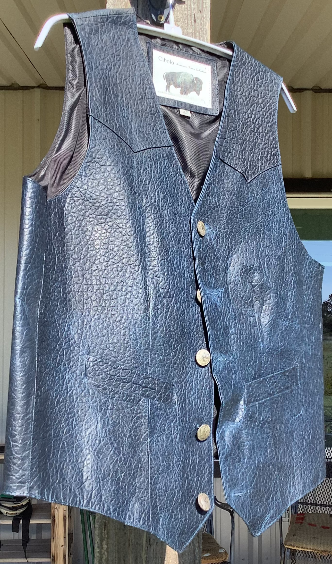 2026 BEST VEST SALE  - Loma Vista of Texas - Bison Leather in Navy Bubble  - Medium