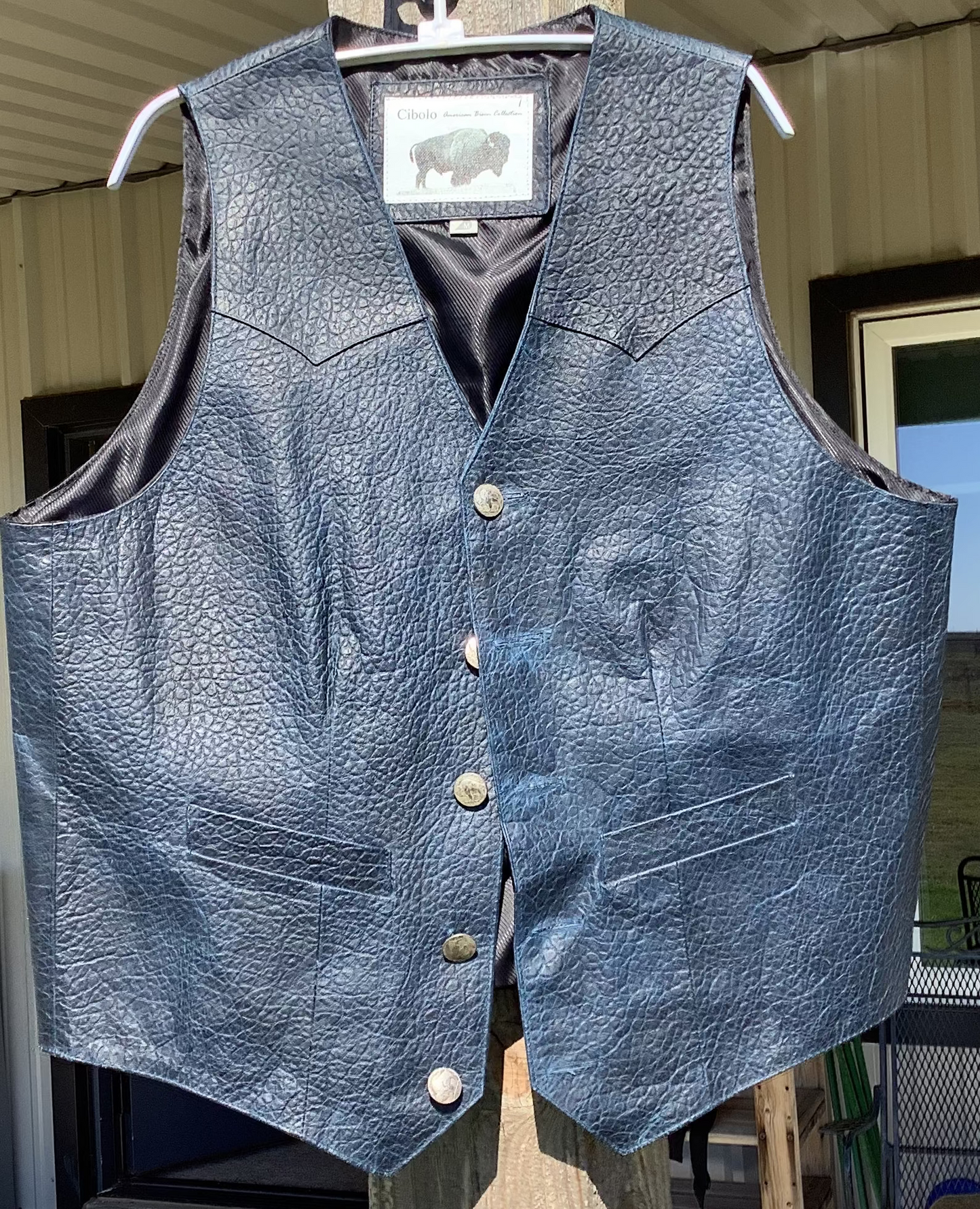 2026 BEST VEST SALE  - Loma Vista of Texas - Bison Leather in Navy Bubble  - Medium