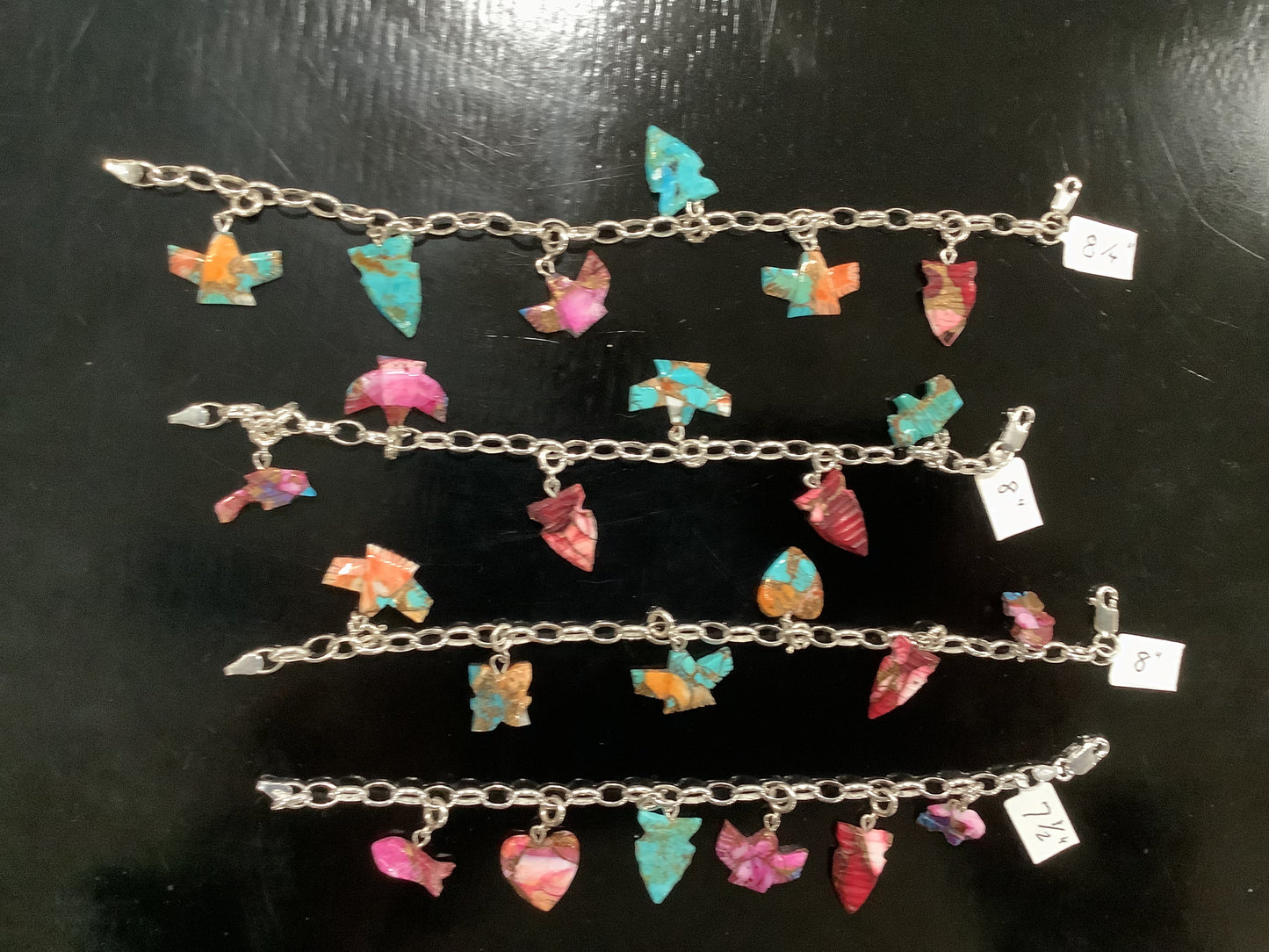 Silver Pearl Ranch - Gemstone Composite Charms on Sterling Silver Charm Bracelets.