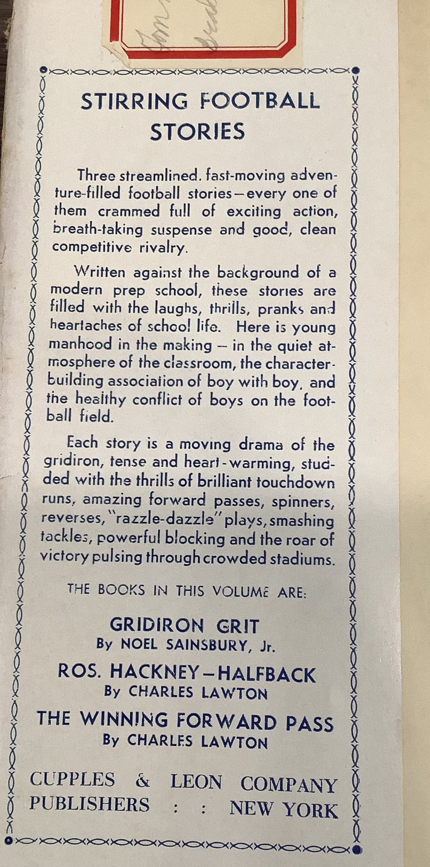 BOOKS - Stirring Football Stories (a youth novel) - 1934-1940