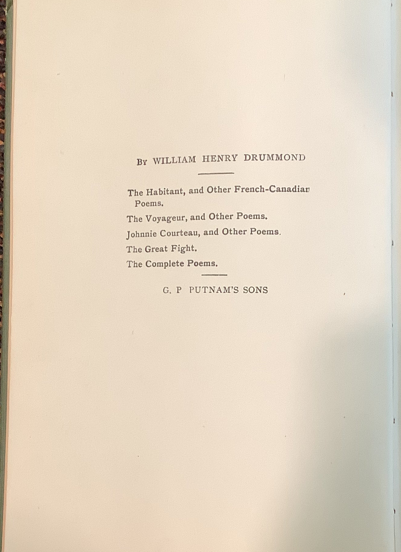 BOOKS - "The Voyageur and Other Poems" - William Henry Drummond, M.D.