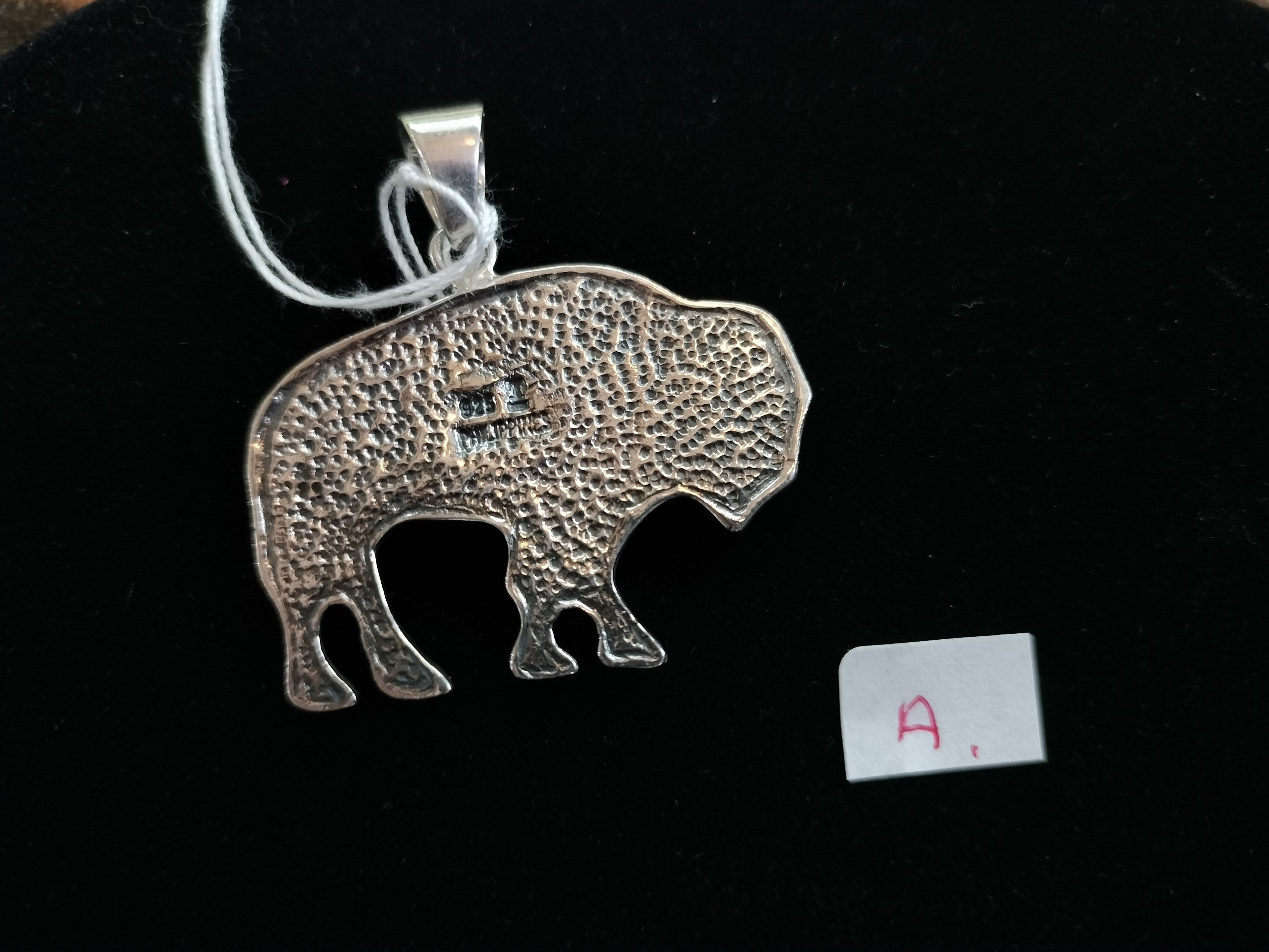 Sterling silver stone inlay bison pendants