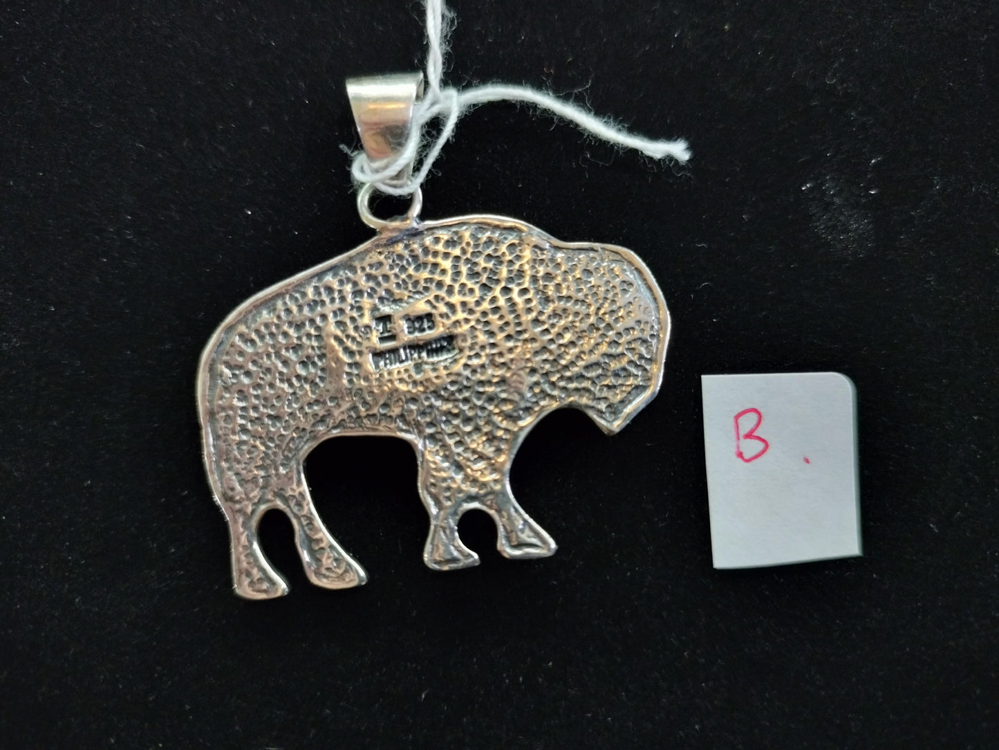Sterling silver stone inlay bison pendants