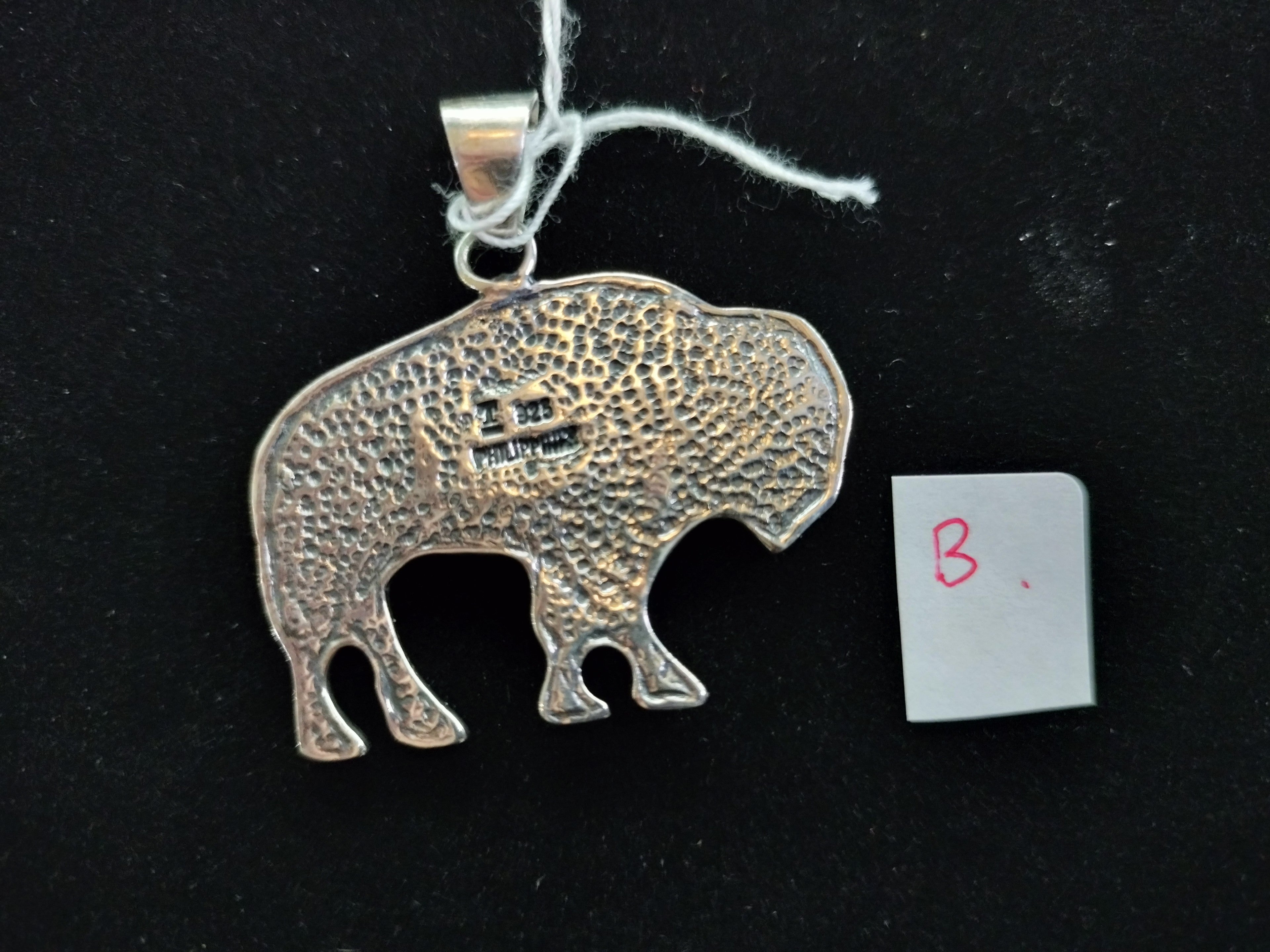 Sterling silver stone inlay bison pendants