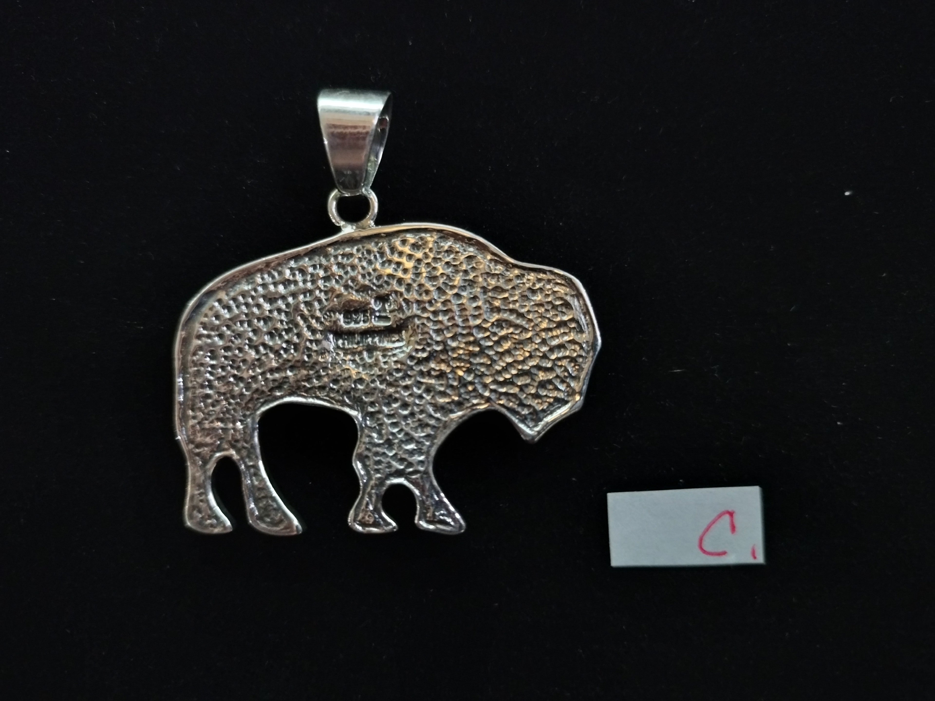 Sterling silver stone inlay bison pendants