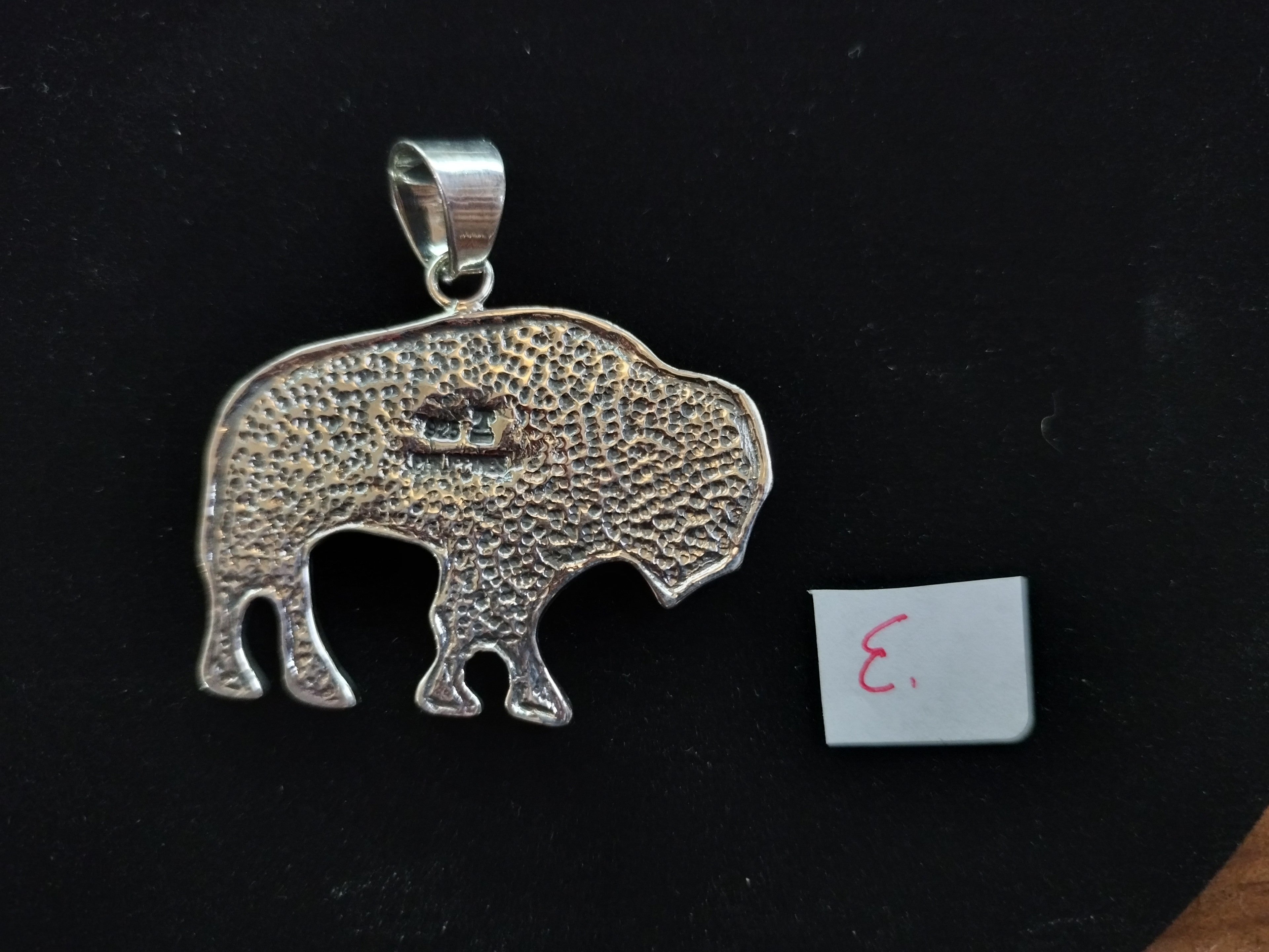 Sterling silver stone inlay bison pendants