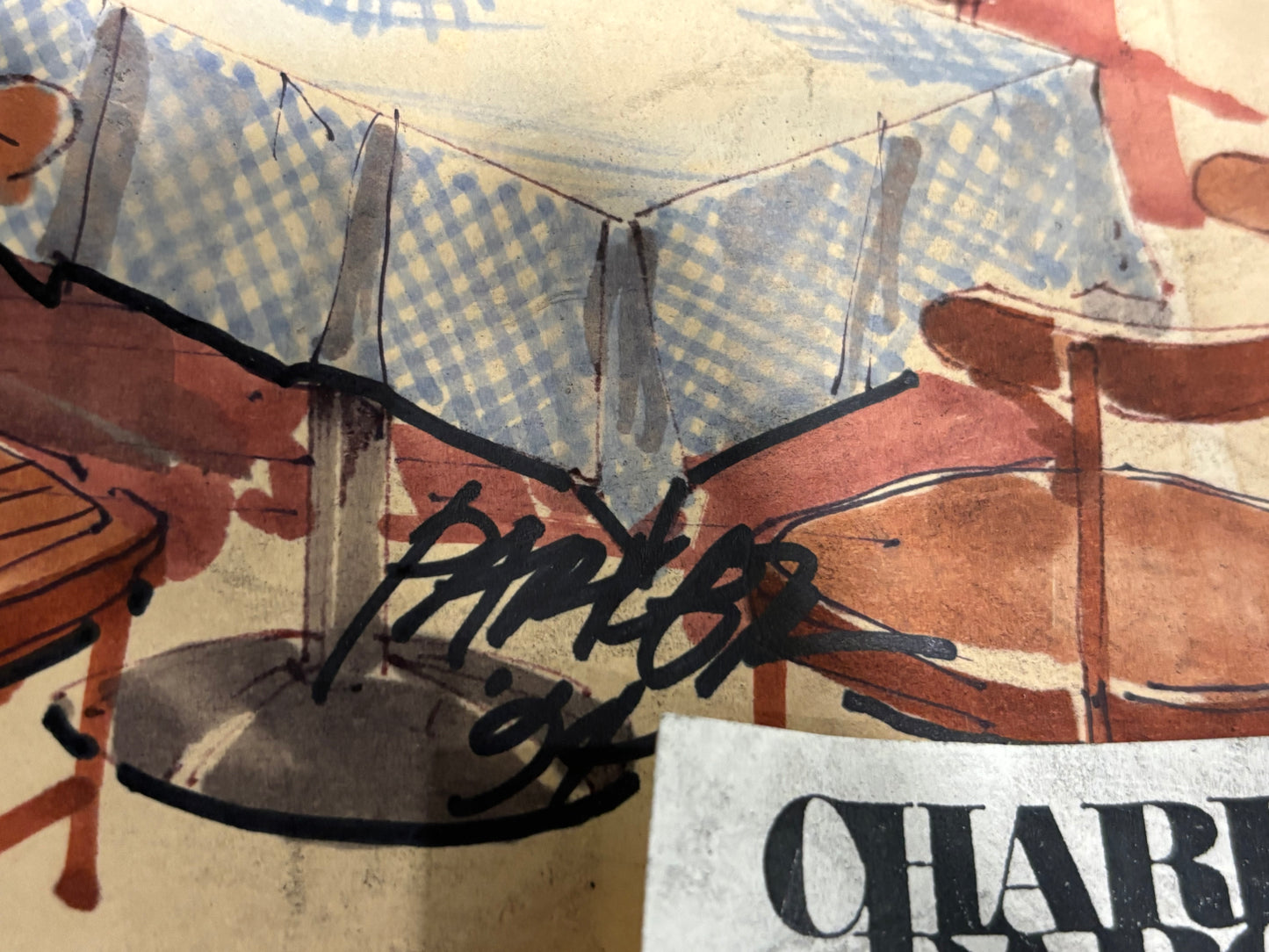 Hard Rock Café – San Antonio Hand-Rendered Interior Concept Original 1994 Watercolor Marker Illustration | 30” x 21”