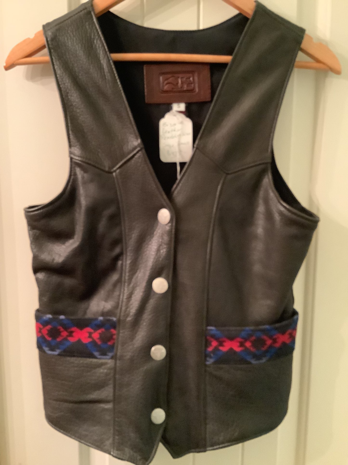 Bison Leather/Pendleton Wool Ladies vests - small
