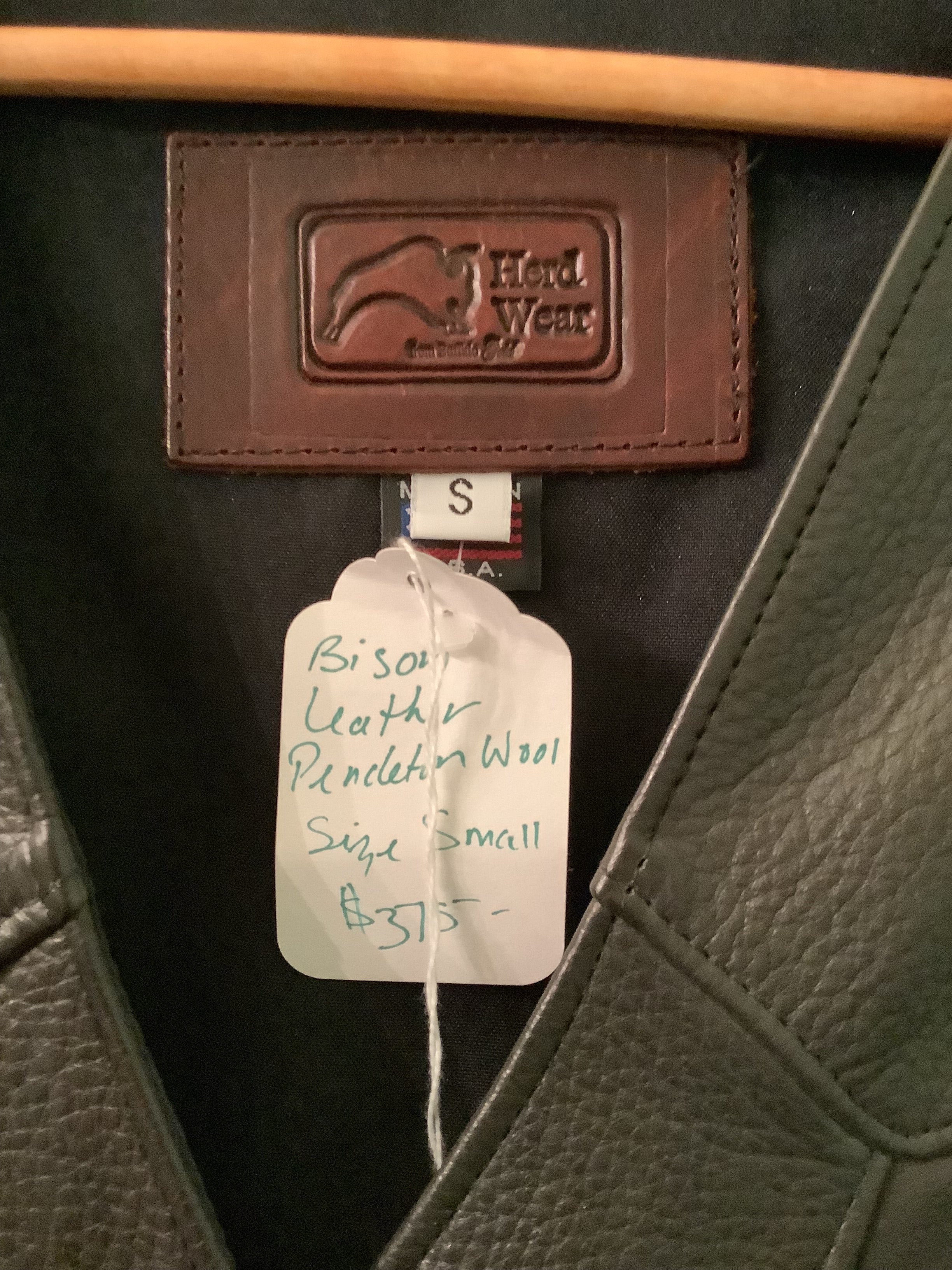Bison Leather/Pendleton Wool Ladies vests - small