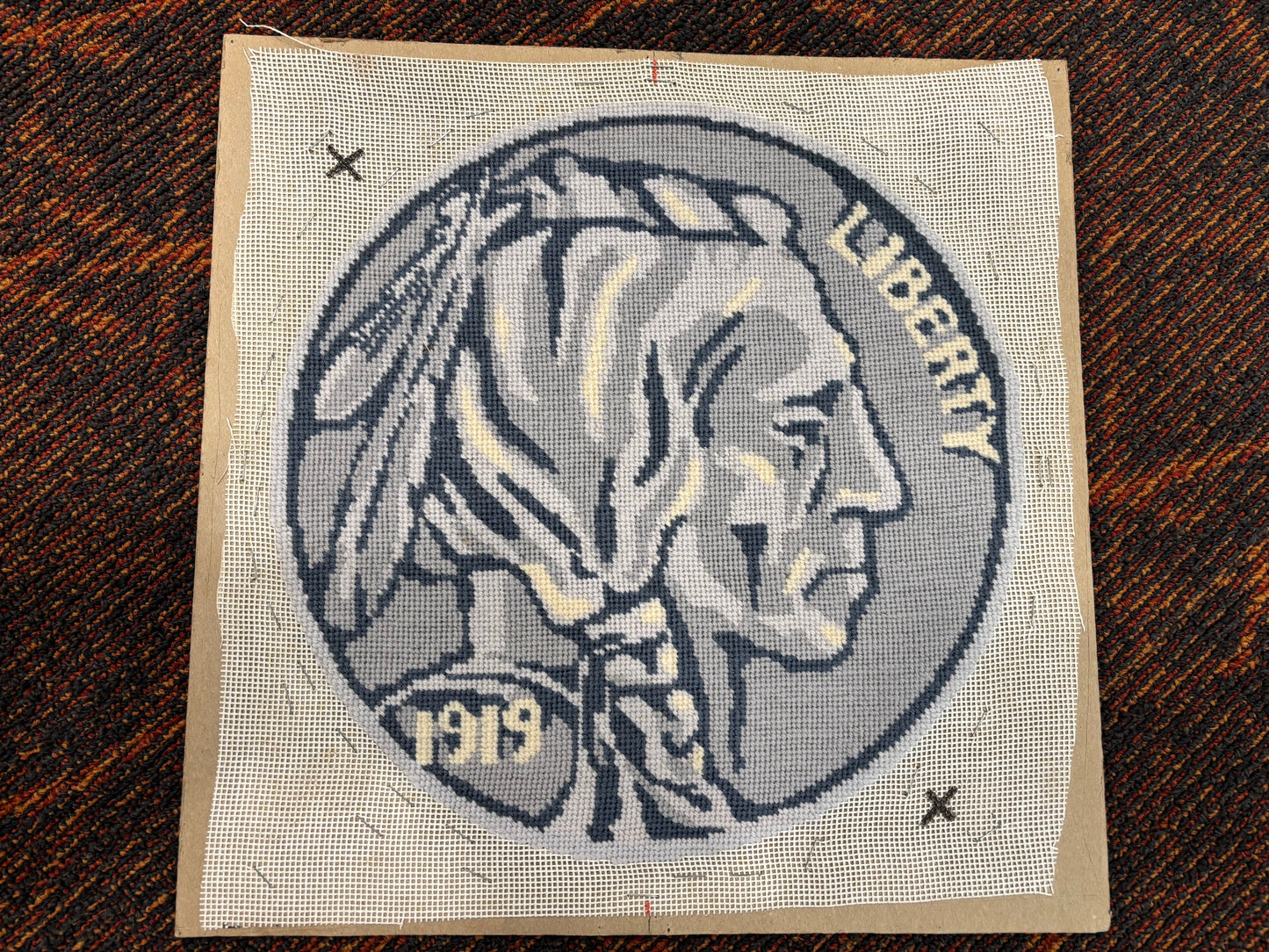 Needlepoint Indian Head Nickel