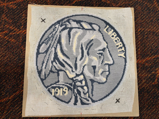 Needlepoint Indian Head Nickel