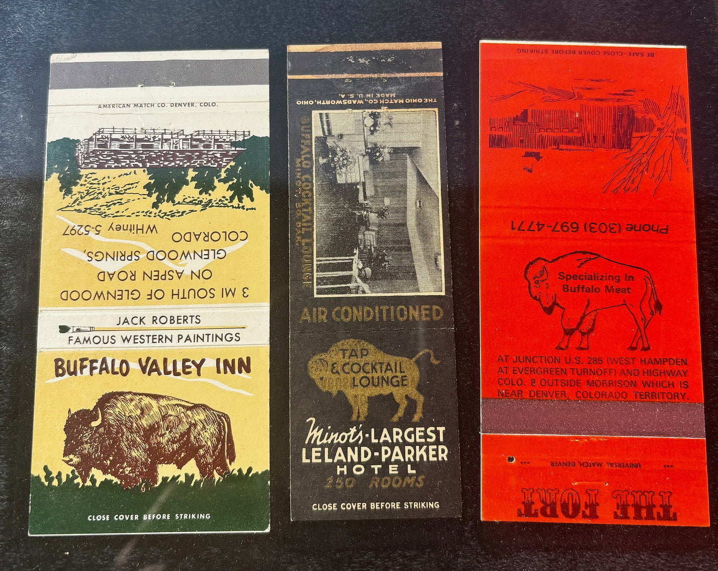 Bison/Buffalo related match book cover collection
