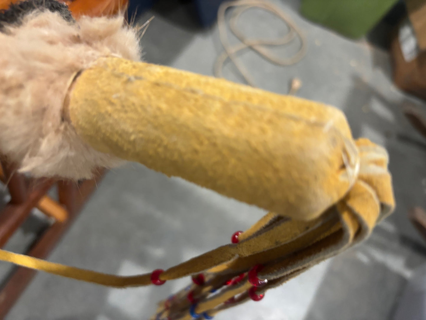 Double Bison Horn Cap - Contemporary Native Dance Wand