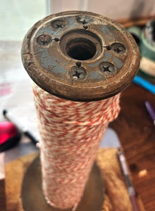 Antique Commercial/Industrial Spinning Spindle ... with yarn