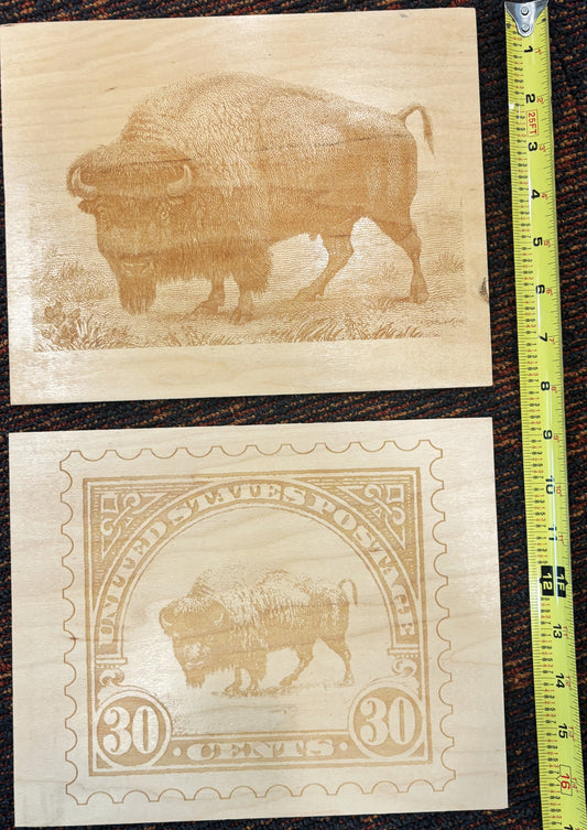 Wooden Bison Stamp Replicas