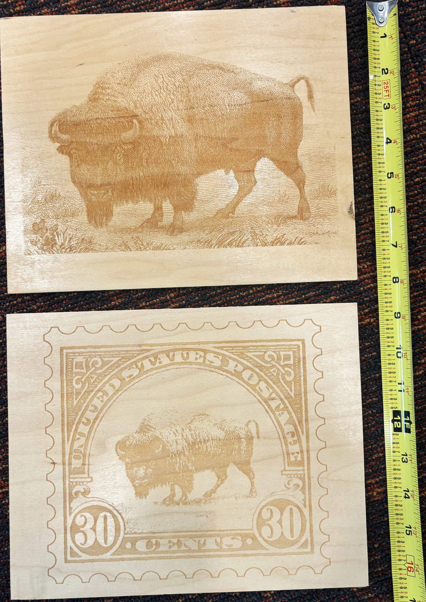 Wooden Bison Stamp Replicas