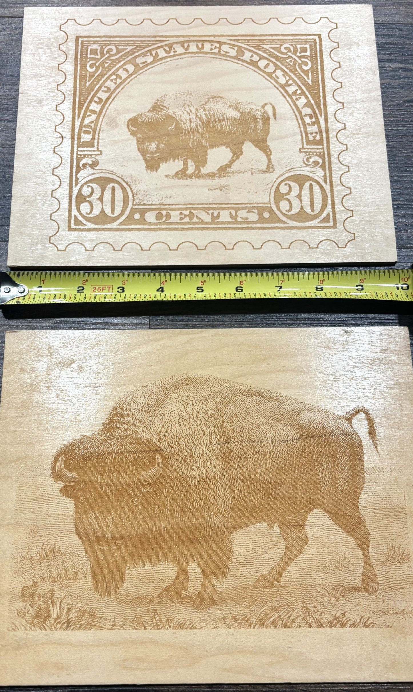 Wooden Bison Stamp Replicas