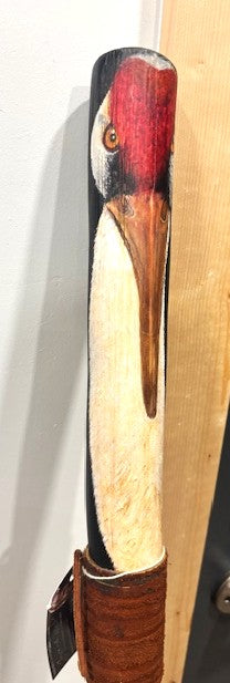 Sandhill Crane Walking Stick - painted and designed by Joyce Meck