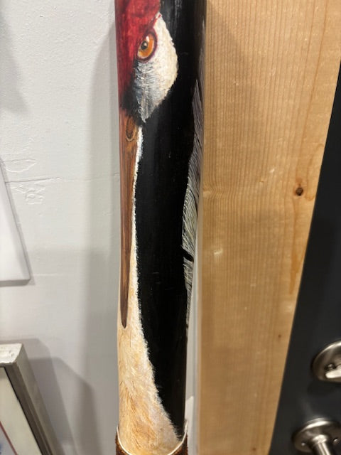 Sandhill Crane Walking Stick - painted and designed by Joyce Meck