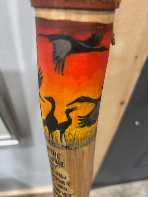 Sandhill Crane Walking Stick - painted and designed by Joyce Meck