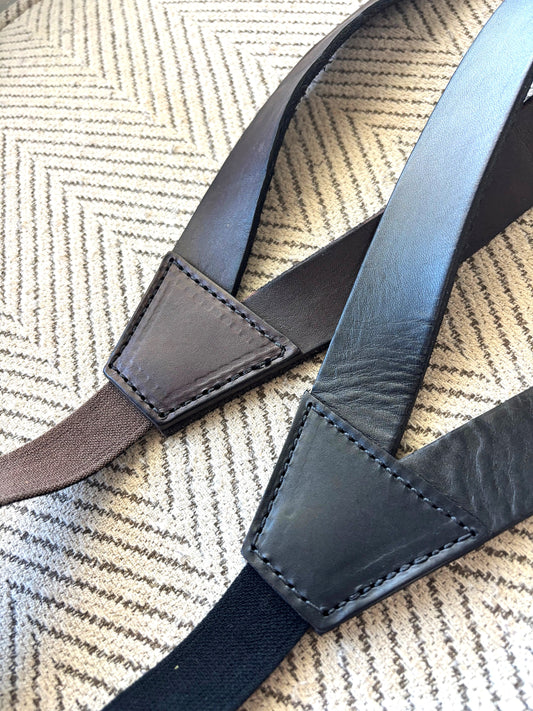 SALE SALE -Steer Leather Suspenders - Amish Made