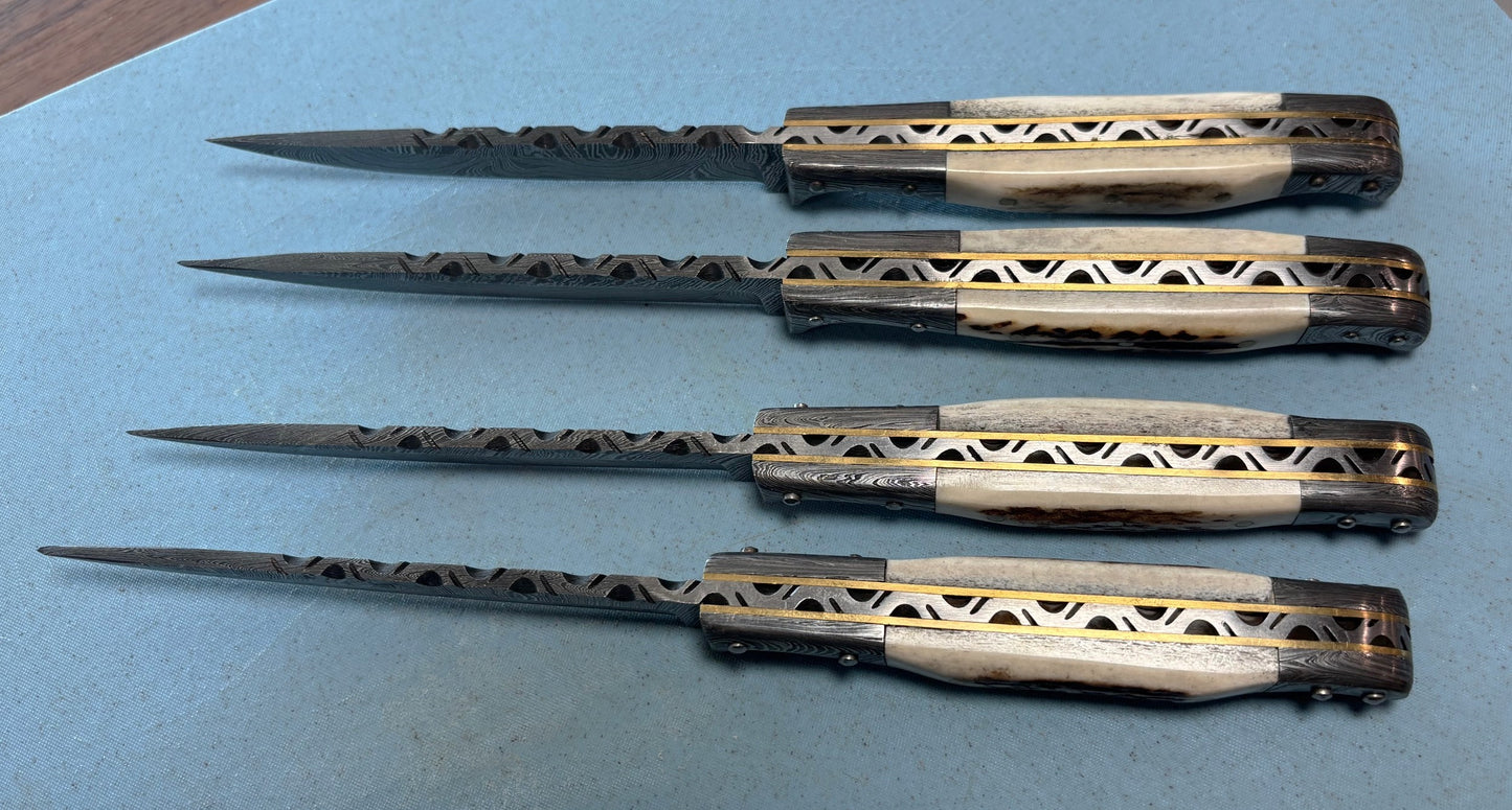 Damascus steel steak and kitchen knives