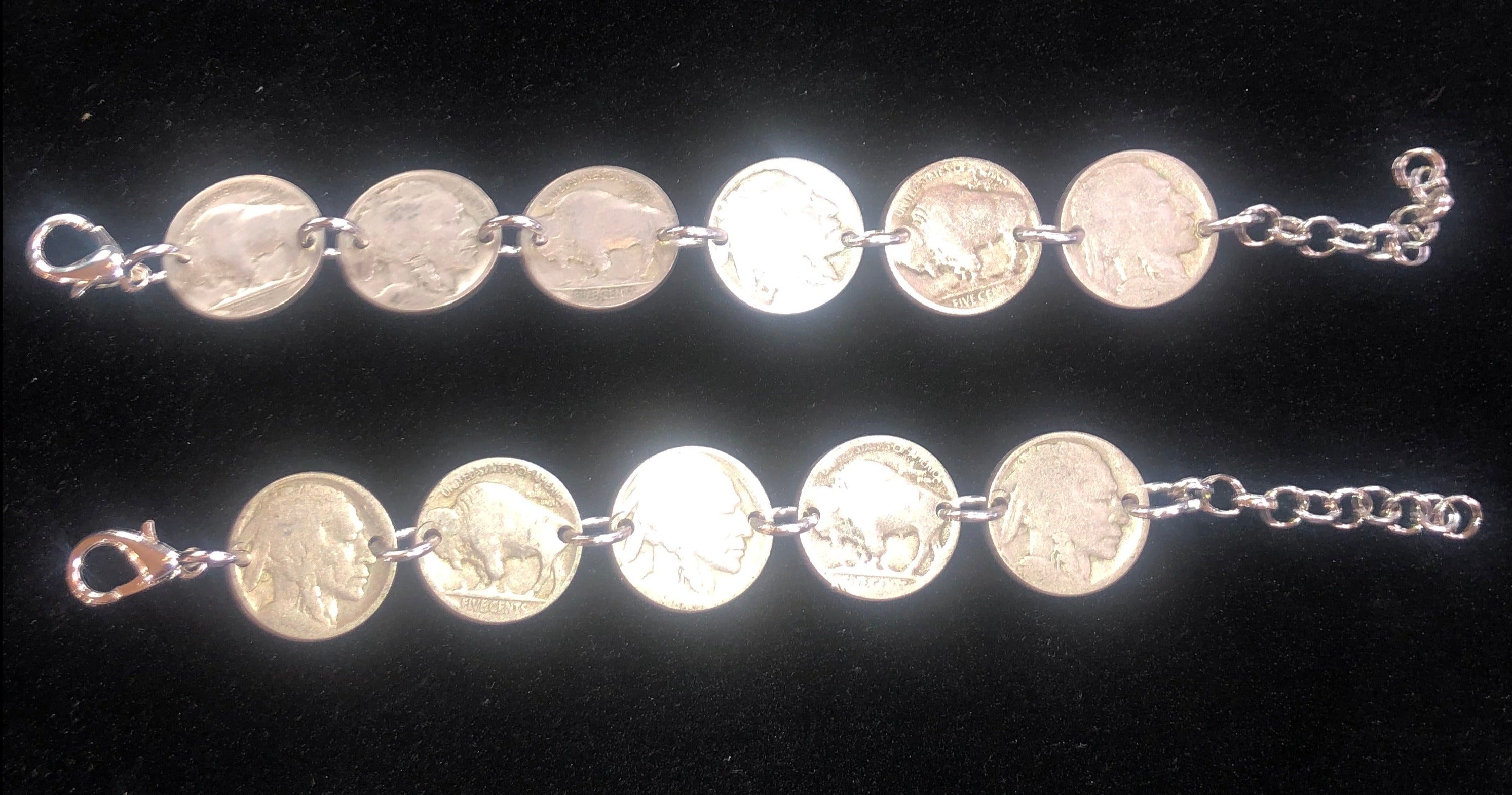 Real "Buffalo" Nickel Coin Bracelets