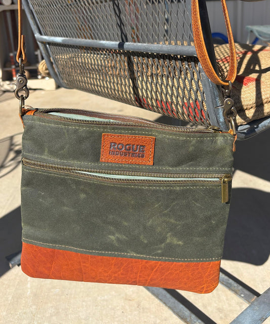 Rogue Industries - The "Ellis River" Waxed Canvas and Bison leather Crossbody Bag
