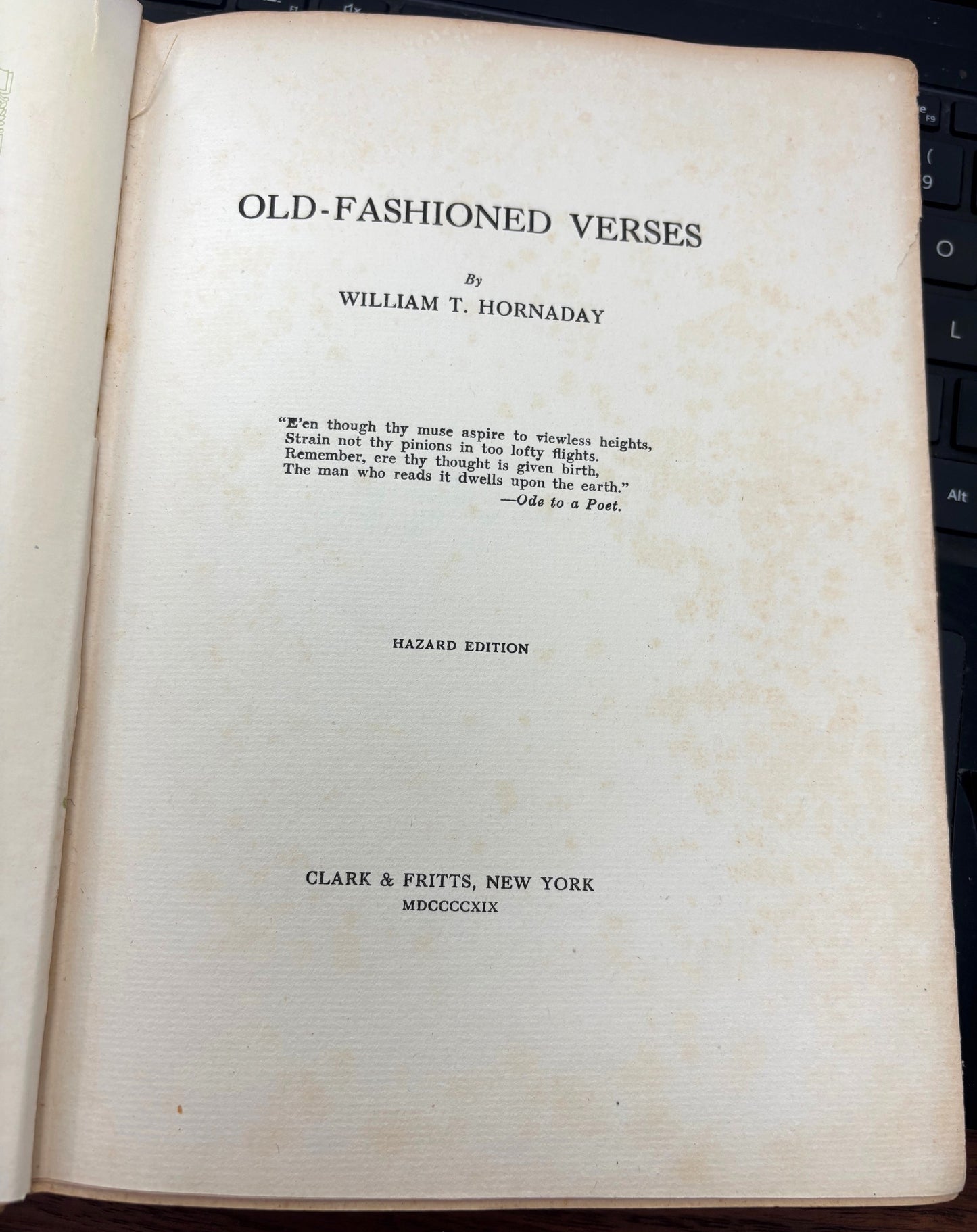 BOOKS - Old-Fashion Verses - William Temple Hornaday (1919)