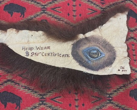 Bison Hide Art - the "Gift Certificate Duo painted by Darlene Wright