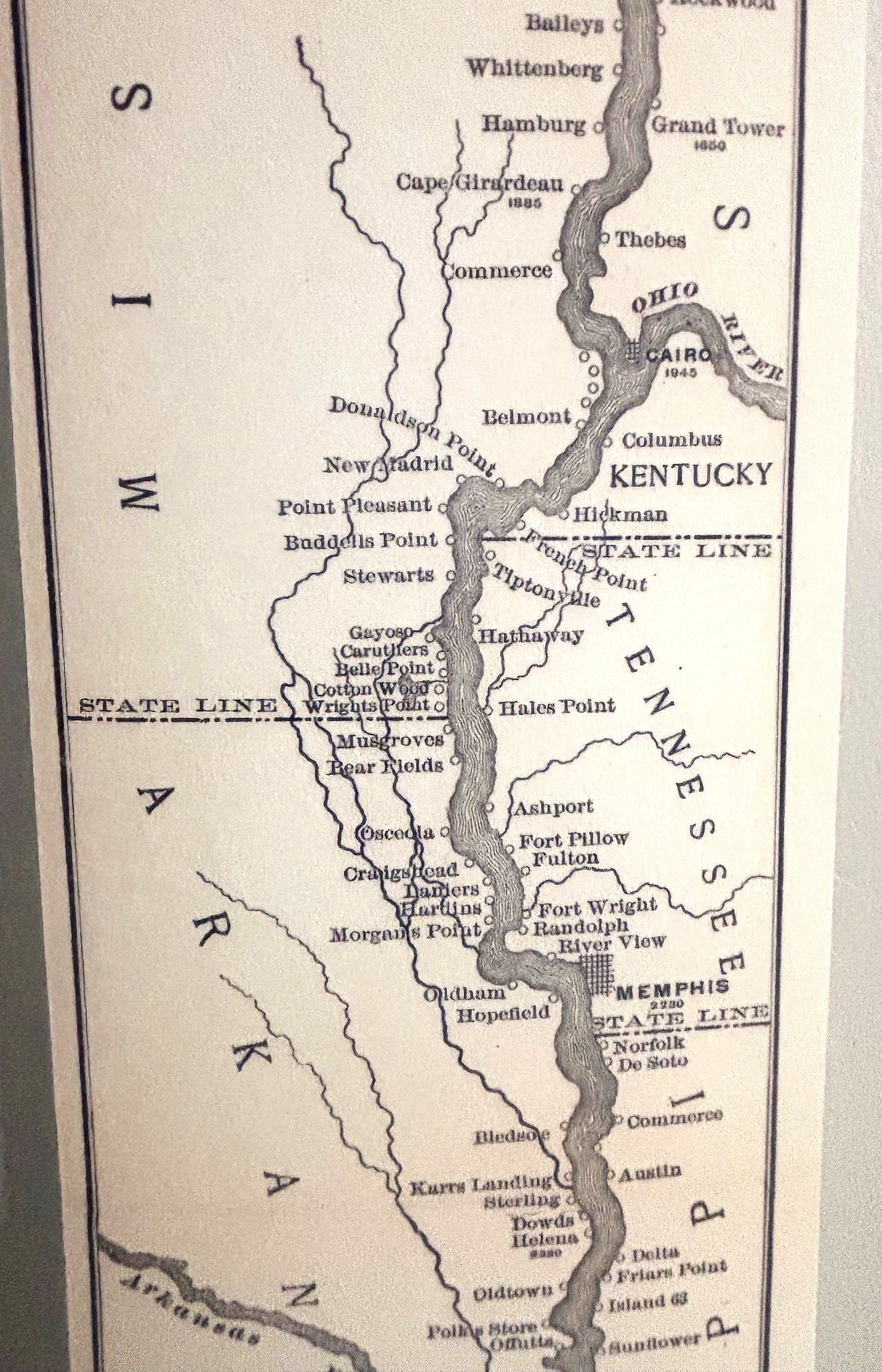 Unique Map of the Mississippi River - Reproduction